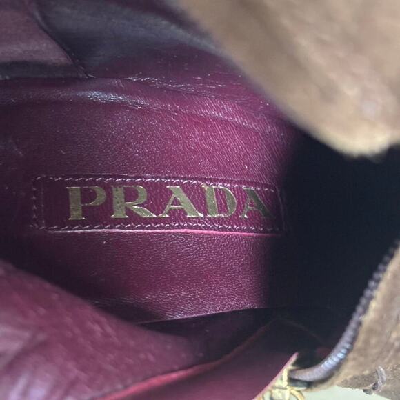 90's y2k vintage authentic Prada Brown Suede Knee high boots size 7.5 us - Picture 6 of 8